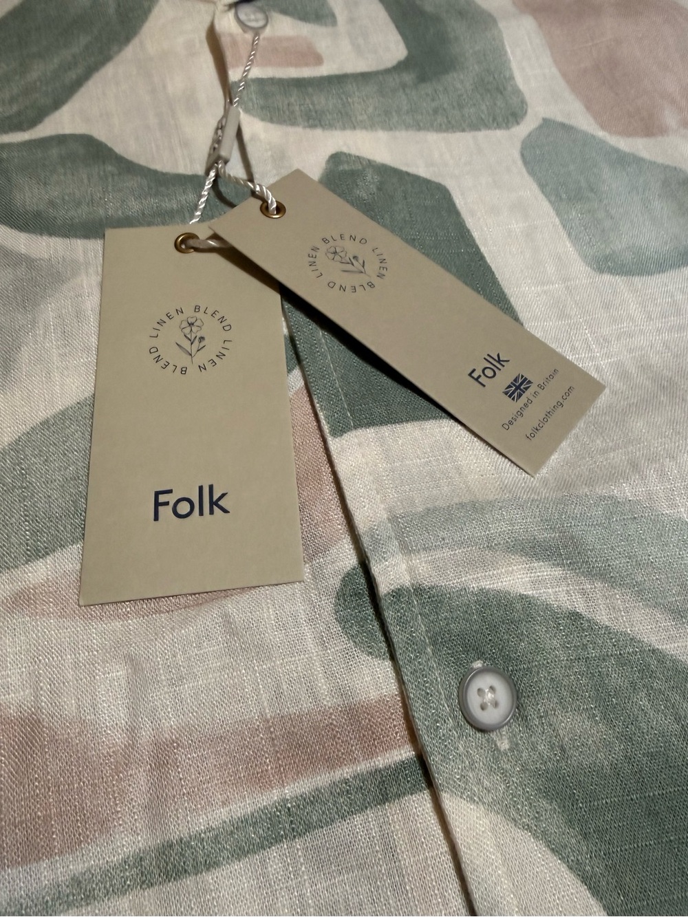 Folk Short-Sleeve Button Shirt in Sage Green & Blush - Picture 4 of 8